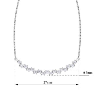 1/4 Carat Diamond Cluster Bar Necklace In Sterling Silver, 18 Inches