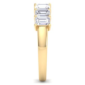 1 Carat Emerald Cut 7 Diamond Ring In 14 Karat Yellow Gold
