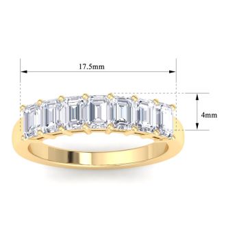 1 Carat Emerald Cut 7 Diamond Ring In 14 Karat Yellow Gold