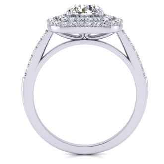 1 1/2 Carat Double Halo Moissanite Engagement Ring in 14k White Gold 