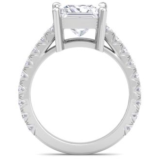4 Carat Princess Cut Lab Grown Diamond Classic Engagement Ring In 14K White Gold
