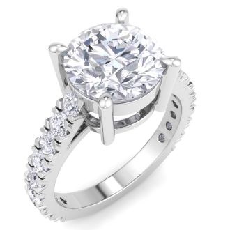 4 Carat Round Lab Grown Diamond Classic Engagement Ring In 14K White Gold