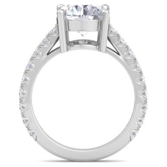 4 Carat Round Lab Grown Diamond Classic Engagement Ring In 14K White Gold