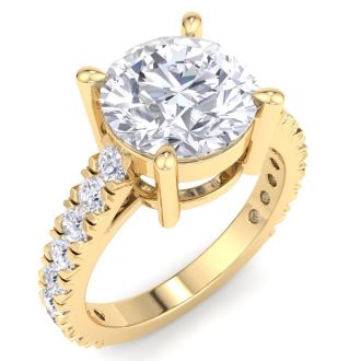 4 Carat Round Lab Grown Diamond Classic Engagement Ring In 14K Yellow Gold