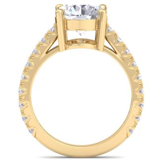 4 Carat Round Lab Grown Diamond Classic Engagement Ring In 14K Yellow Gold