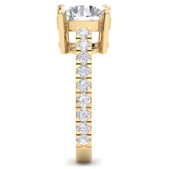 4 Carat Round Lab Grown Diamond Classic Engagement Ring In 14K Yellow Gold