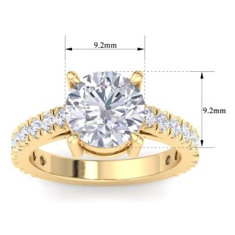 4 Carat Round Lab Grown Diamond Classic Engagement Ring In 14K Yellow Gold