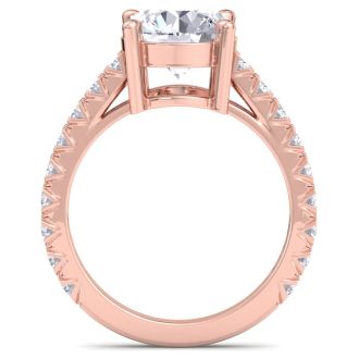 4 Carat Round Lab Grown Diamond Classic Engagement Ring In 14K Rose Gold
