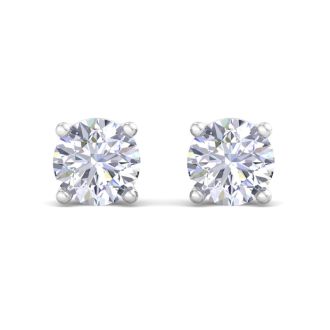 3 Carat Lab Grown Diamond Earrings In 14 Karat White Gold, Basket Setting