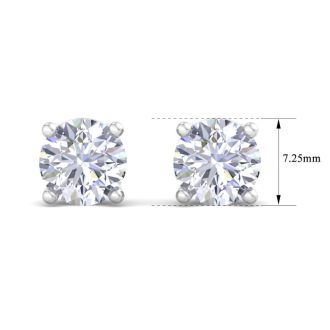 3 Carat Lab Grown Diamond Earrings In 14 Karat White Gold, Basket Setting