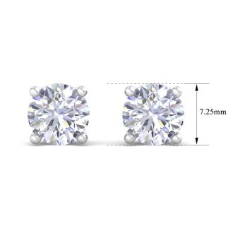 3 Carat Lab Grown Diamond Earrings In 14 Karat White Gold, Basket Setting