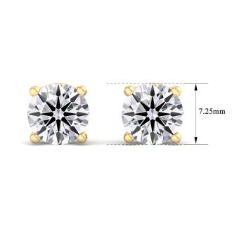 3 Carat Lab Grown Diamond Earrings In 14 Karat Yellow Gold, Basket Setting