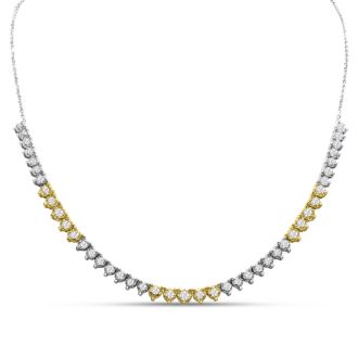 2 Carat Graduated Diamond Smile Necklace In 14K Two Tone Gold With 17 Inch Adjustable Chain