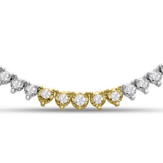 2 Carat Graduated Diamond Smile Necklace In 14K Two Tone Gold With 17 Inch Adjustable Chain