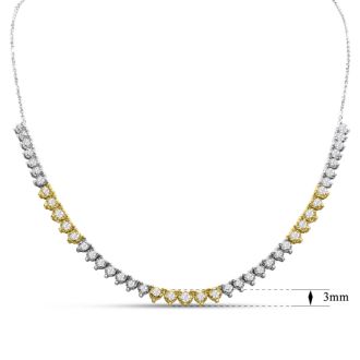 2 Carat Graduated Diamond Smile Necklace In 14K Two Tone Gold With 17 Inch Adjustable Chain
