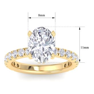 4 Carat Oval Shape Lab Grown Diamond Hidden Halo Engagement Ring In 14K Yellow Gold
