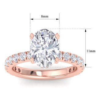 4 Carat Oval Shape Lab Grown Diamond Hidden Halo Engagement Ring In 14K Rose Gold