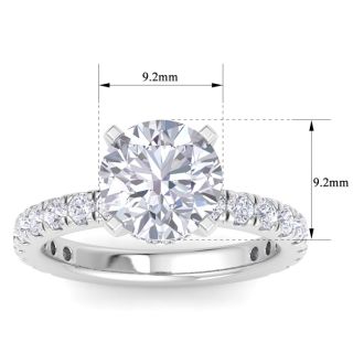 4 Carat Round Lab Grown Diamond Hidden Halo Engagement Ring In 14K White Gold