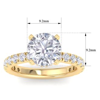 4 Carat Round Lab Grown Diamond Hidden Halo Engagement Ring In 14K Yellow Gold