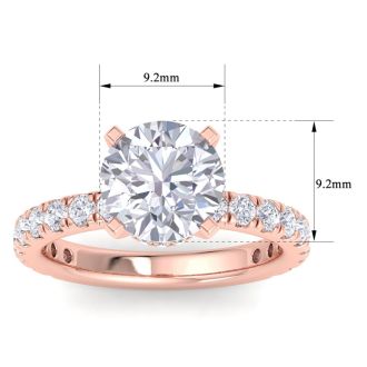 4 Carat Round Lab Grown Diamond Hidden Halo Engagement Ring In 14K Rose Gold