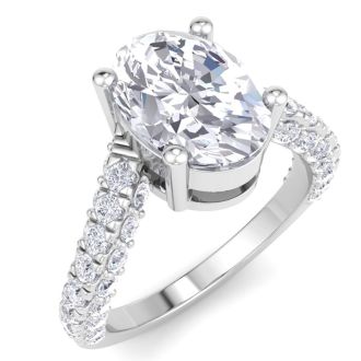 4 Carat Oval Shape Lab Grown Diamond Curved Engagement Ring In 14K White Gold
