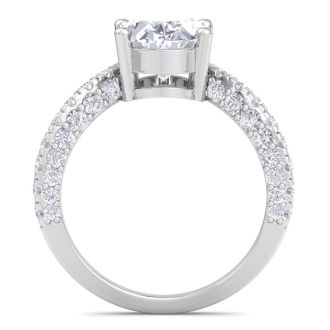 4 Carat Oval Shape Lab Grown Diamond Curved Engagement Ring In 14K White Gold
