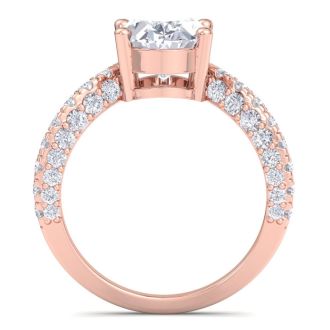 4 Carat Oval Shape Lab Grown Diamond Curved Engagement Ring In 14K Rose Gold