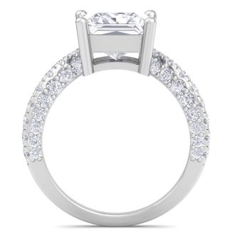 4 Carat Princess Cut Lab Grown Diamond Curved Engagement Ring In 14K White Gold