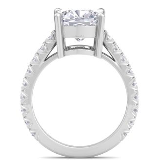 5 Carat Cushion Cut Lab Grown Diamond Classic Engagement Ring In 14K White Gold
