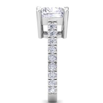 5 Carat Cushion Cut Lab Grown Diamond Classic Engagement Ring In 14K White Gold