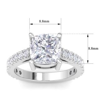 5 Carat Cushion Cut Lab Grown Diamond Classic Engagement Ring In 14K White Gold