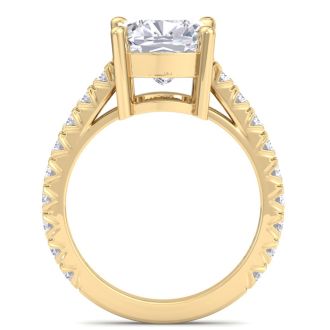 5 Carat Cushion Cut Lab Grown Diamond Classic Engagement Ring In 14K Yellow Gold