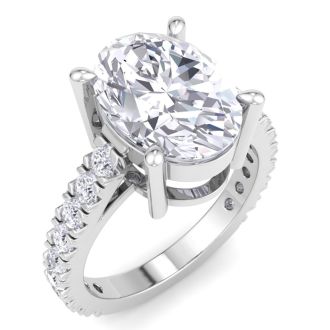5 Carat Oval Shape Lab Grown Diamond Classic Engagement Ring In 14K White Gold