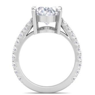 5 Carat Oval Shape Lab Grown Diamond Classic Engagement Ring In 14K White Gold