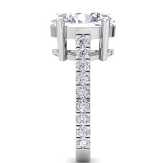 5 Carat Oval Shape Lab Grown Diamond Classic Engagement Ring In 14K White Gold
