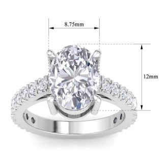 5 Carat Oval Shape Lab Grown Diamond Classic Engagement Ring In 14K White Gold
