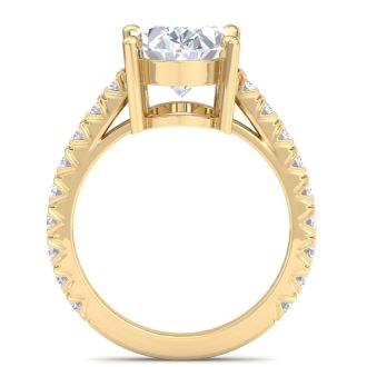 5 Carat Oval Shape Lab Grown Diamond Classic Engagement Ring In 14K Yellow Gold