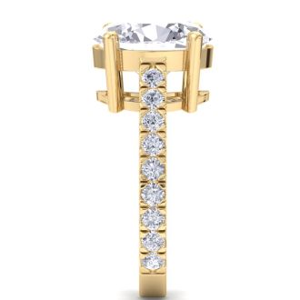 5 Carat Oval Shape Lab Grown Diamond Classic Engagement Ring In 14K Yellow Gold