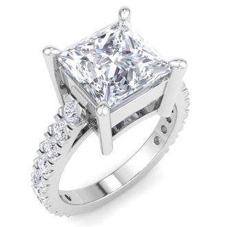 5 Carat Princess Cut Lab Grown Diamond Classic Engagement Ring In 14K White Gold