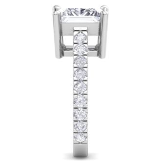 5 Carat Princess Cut Lab Grown Diamond Classic Engagement Ring In 14K White Gold