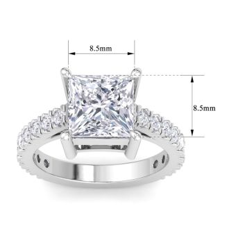 5 Carat Princess Cut Lab Grown Diamond Classic Engagement Ring In 14K White Gold