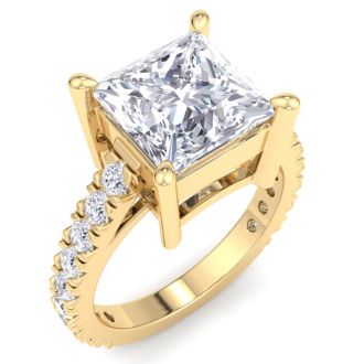 5 Carat Princess Cut Lab Grown Diamond Classic Engagement Ring In 14K Yellow Gold