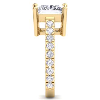 5 Carat Princess Cut Lab Grown Diamond Classic Engagement Ring In 14K Yellow Gold