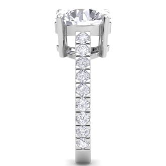 5 Carat Round Lab Grown Diamond Classic Engagement Ring In 14K White Gold