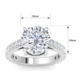 5 Carat Round Lab Grown Diamond Classic Engagement Ring In 14K White Gold