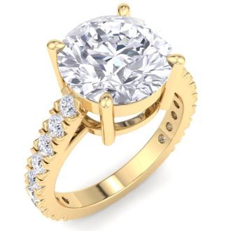 5 Carat Round Lab Grown Diamond Classic Engagement Ring In 14K Yellow Gold