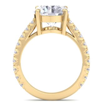5 Carat Round Lab Grown Diamond Classic Engagement Ring In 14K Yellow Gold
