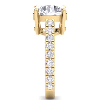 5 Carat Round Lab Grown Diamond Classic Engagement Ring In 14K Yellow Gold
