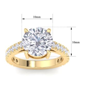 5 Carat Round Lab Grown Diamond Classic Engagement Ring In 14K Yellow Gold