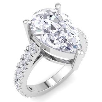 5 Carat Pear Shape Lab Grown Diamond Classic Engagement Ring In 14K White Gold